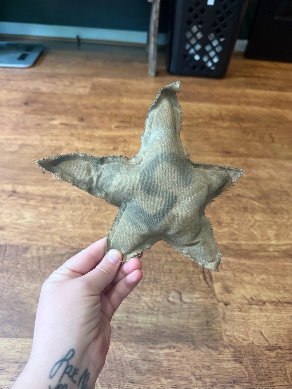 Handcrafted Olive Green Star-Shaped Decorative Pillow Accent